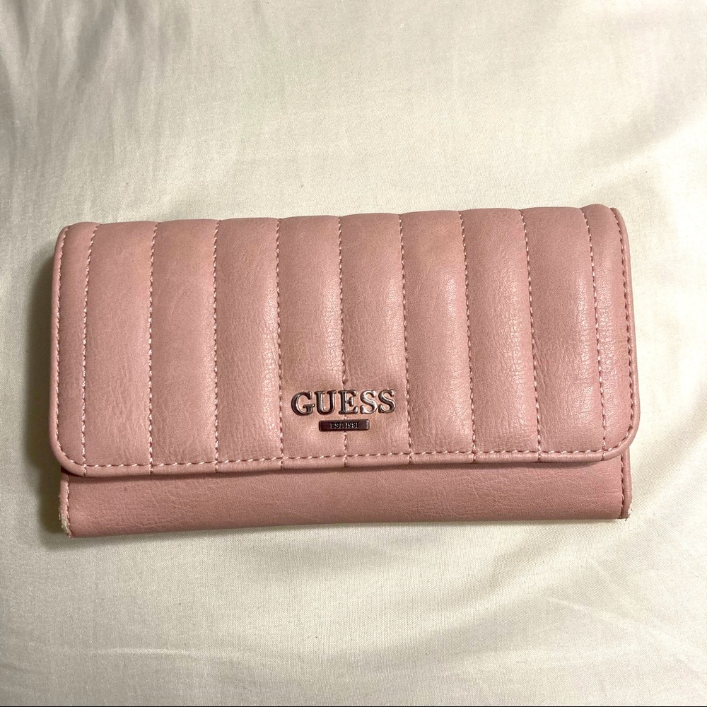 GUESS baby pink leather wallet